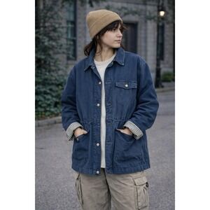 Vintage Blue Canvas Chore Jacket Barn Coat Workwear Y2K Gorp Utility Large